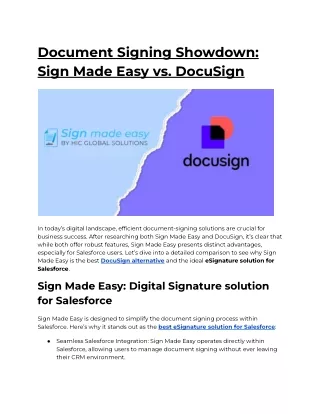 Document Signing Showdown: Sign Made Easy vs DocuSign