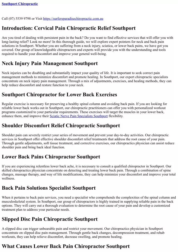 southport chiropractic