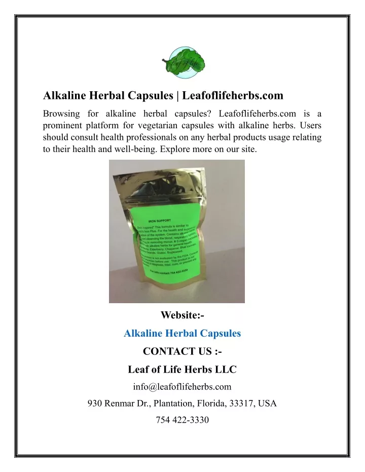 alkaline herbal capsules leafoflifeherbs com