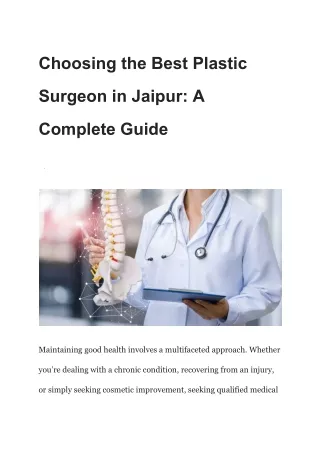 Choosing the Best Plastic Surgeon in Jaipur_ A Complete Guide