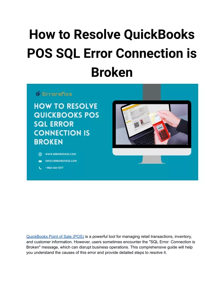 how to resolve quickbooks pos sql error