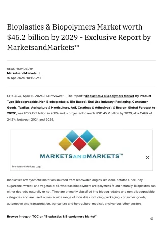 Bioplastics: The Future of Sustainable Packaging and Consumer Goods