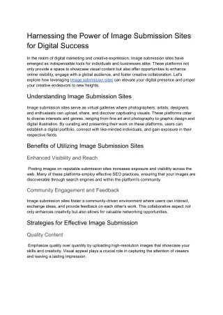 Harnessing the Power of Image Submission Sites for Digital Success