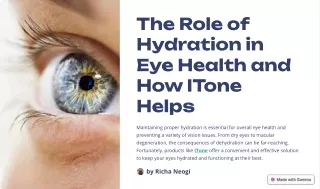 The Role of Hydration in Eye Health and How I Tone Helps