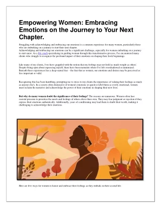 Empowering Women Embracing Emotions on the Journey to Your Next Chapter