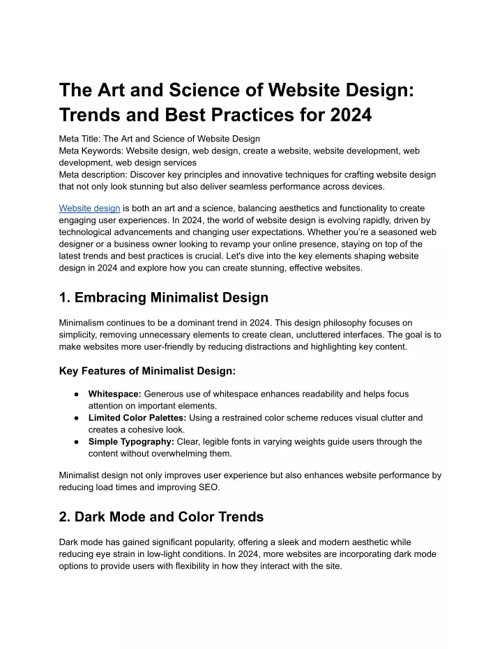 the art and science of website design trends