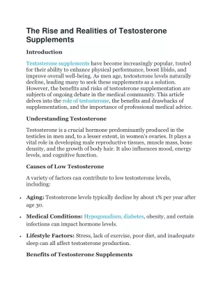 the rise and realities of testosterone supplements