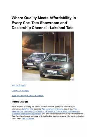 Where Quality Meets Affordability in Every Car_ Tata Showroom and Dealership Chennai - Lakshmi Tata