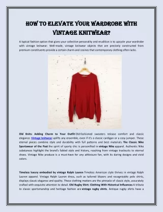 How to Elevate Your Wardrobe with Vintage Knitwear?