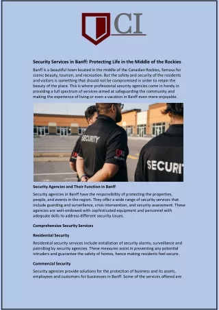 Security Services in Banff: Protecting Life in the Middle of the Rockies