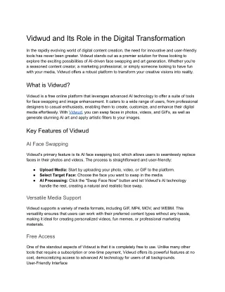 Vidwud and Its Role in the Digital Transformation