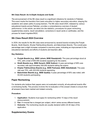 9th Class Result_ An In-Depth Analysis and Guide