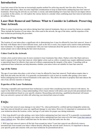 Laser Hair Removal and Tattoos: What to Consider in Lubbock: Preserving Your Art