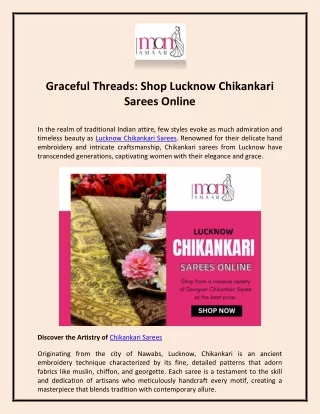 Graceful Threads Shop Lucknow Chikankari Sarees Online