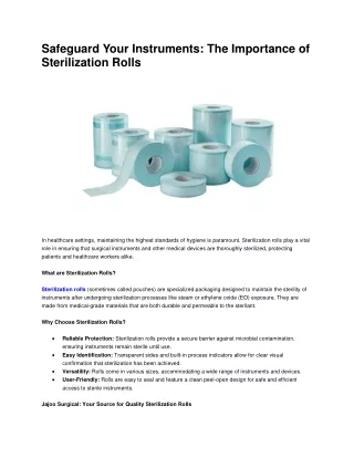 Safeguard Your Instruments: The Importance of Sterilization Rolls