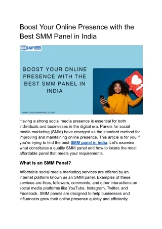 Boost Your Online Presence with the Best SMM Panel in India