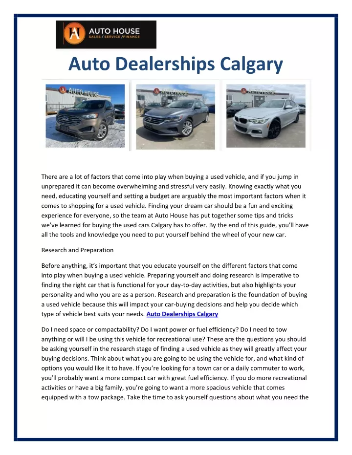 auto dealerships calgary