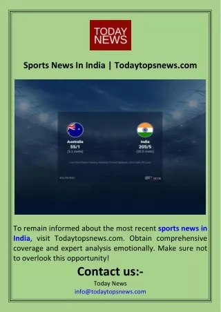 Sports News In India  Todaytopsnews.com