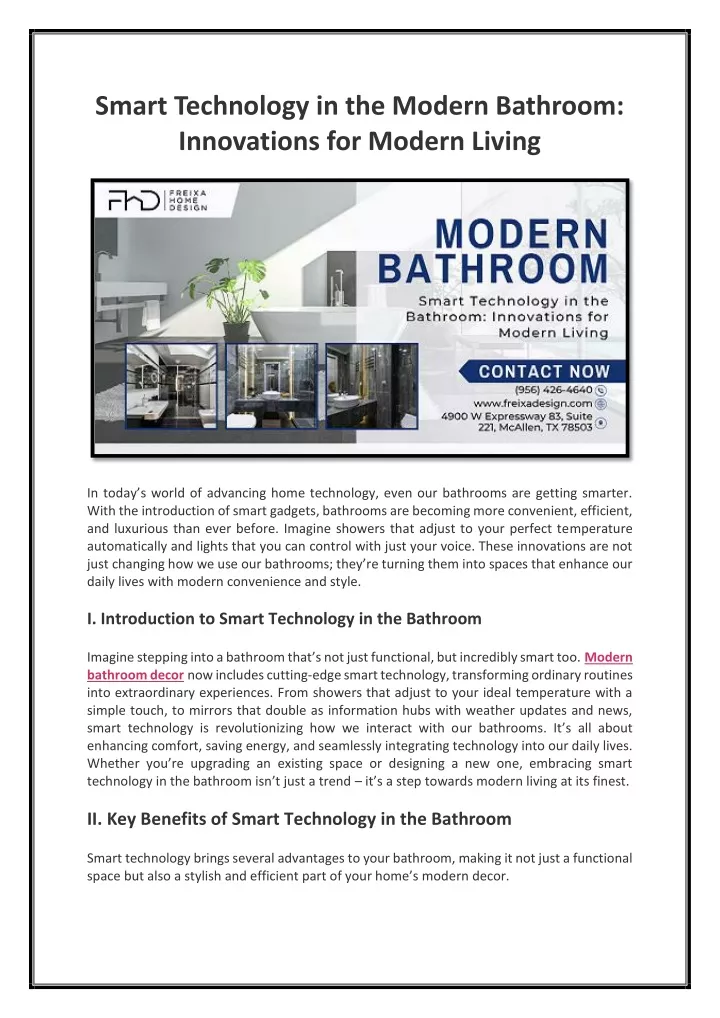 smart technology in the modern bathroom