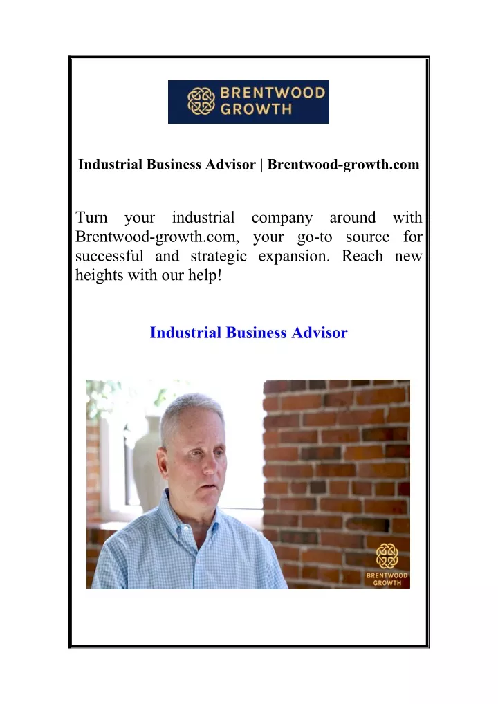 industrial business advisor brentwood growth com