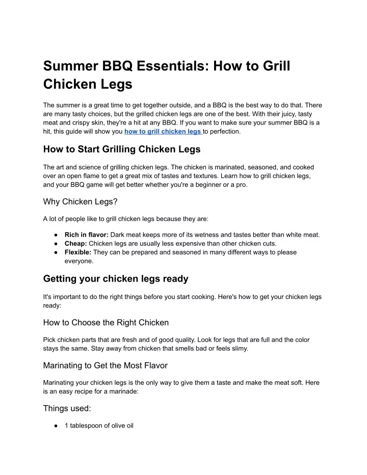 summer bbq essentials how to grill chicken legs