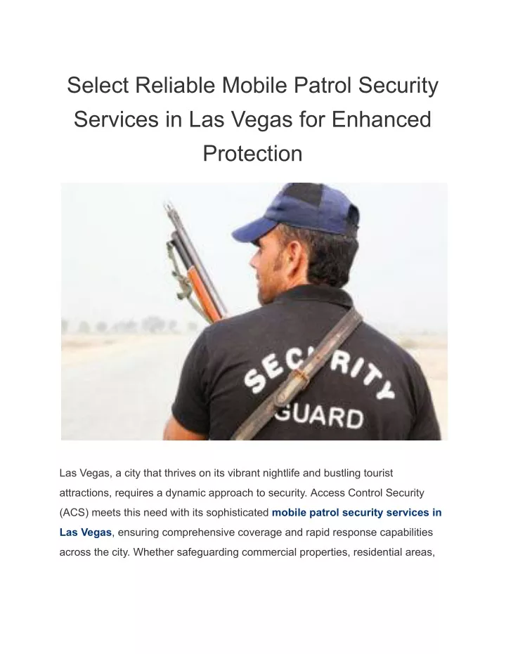 select reliable mobile patrol security services