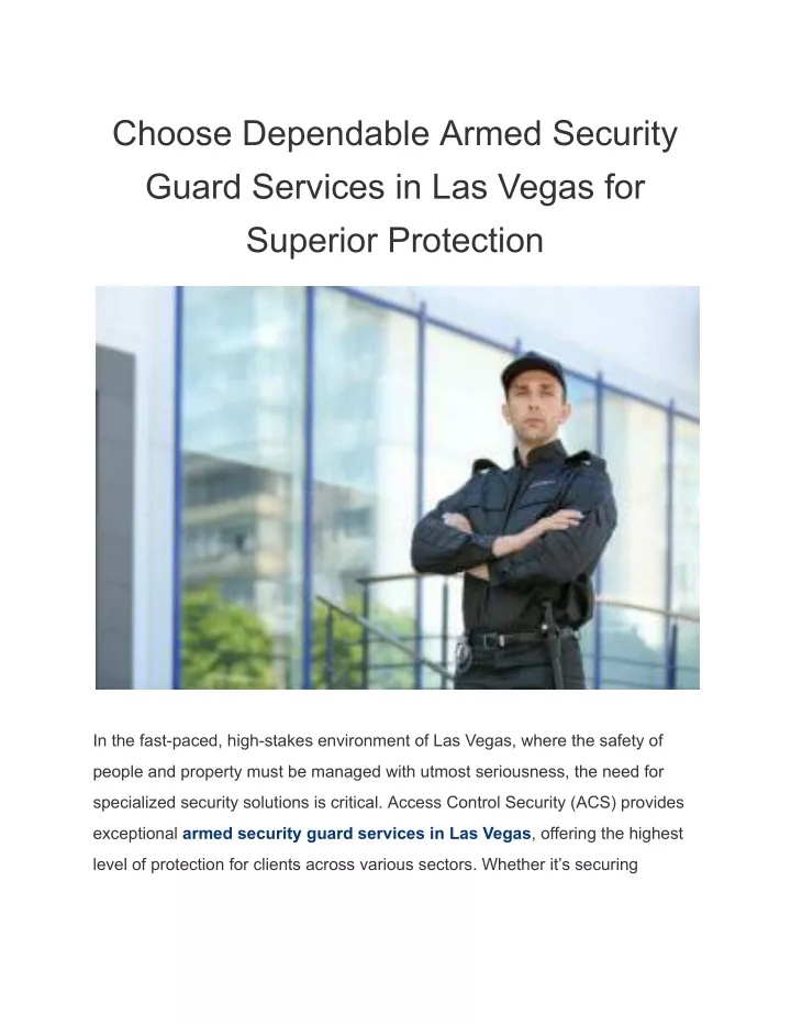 choose dependable armed security guard services