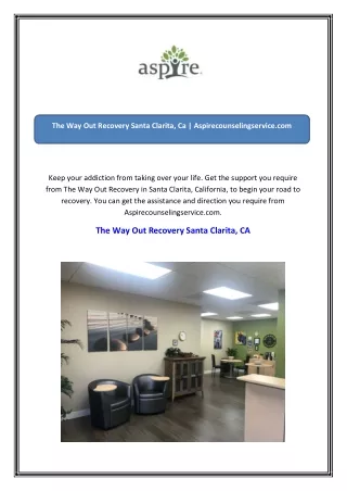 The Way Out Recovery Santa Clarita, Ca  Aspirecounselingservice