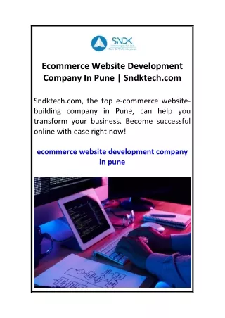 Ecommerce Website Development Company In Pune  Sndktech.com