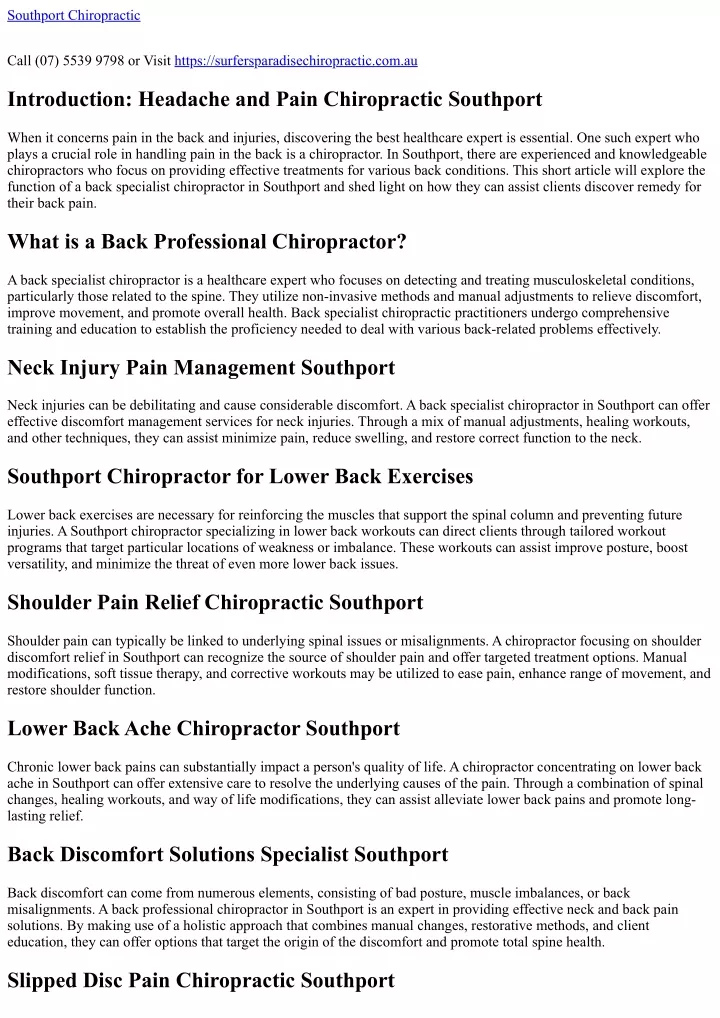 southport chiropractic