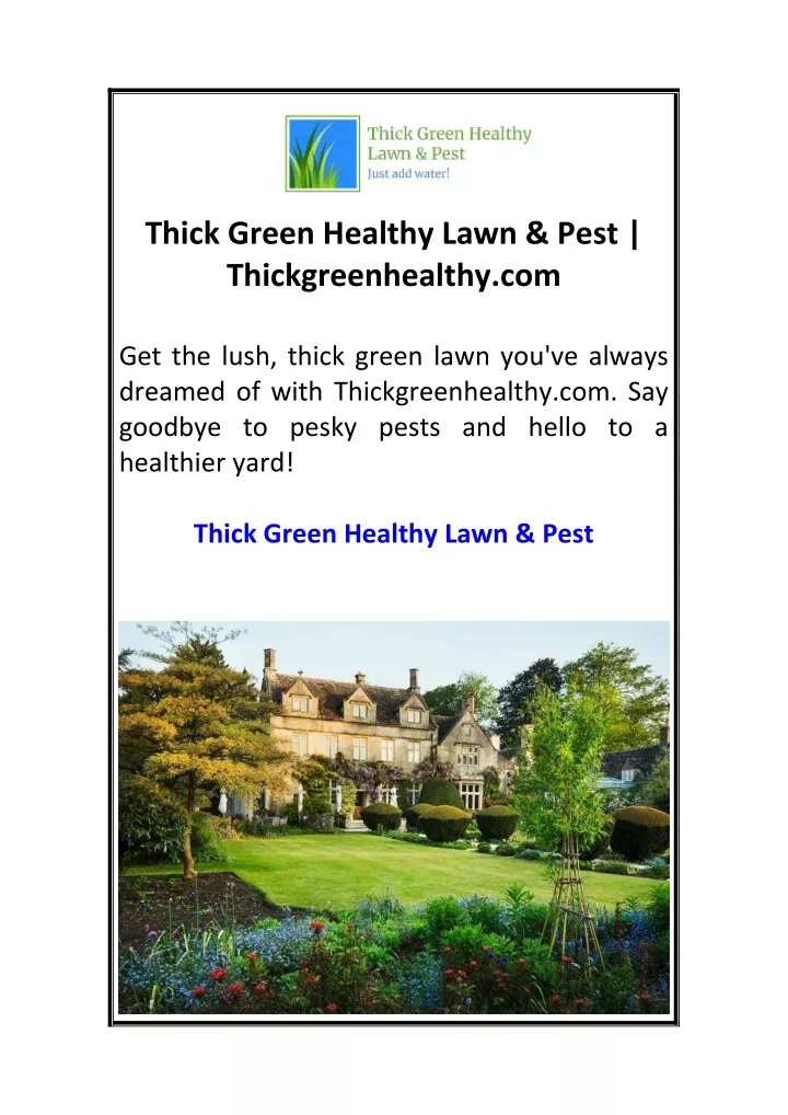 thick green healthy lawn pest thickgreenhealthy