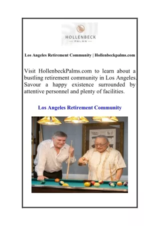 Los Angeles Retirement Community | Hollenbeckpalms.com