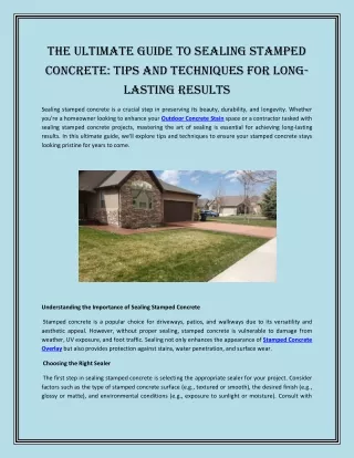 The Ultimate Guide to Sealing Stamped Concrete: Tips and Techniques for Long-las