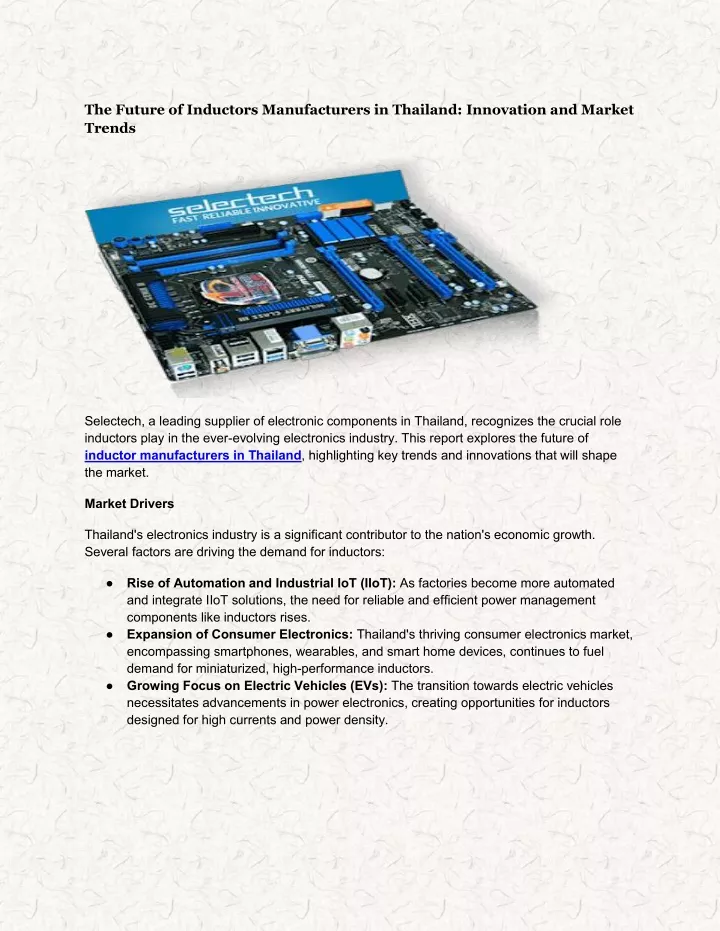 the future of inductors manufacturers in thailand