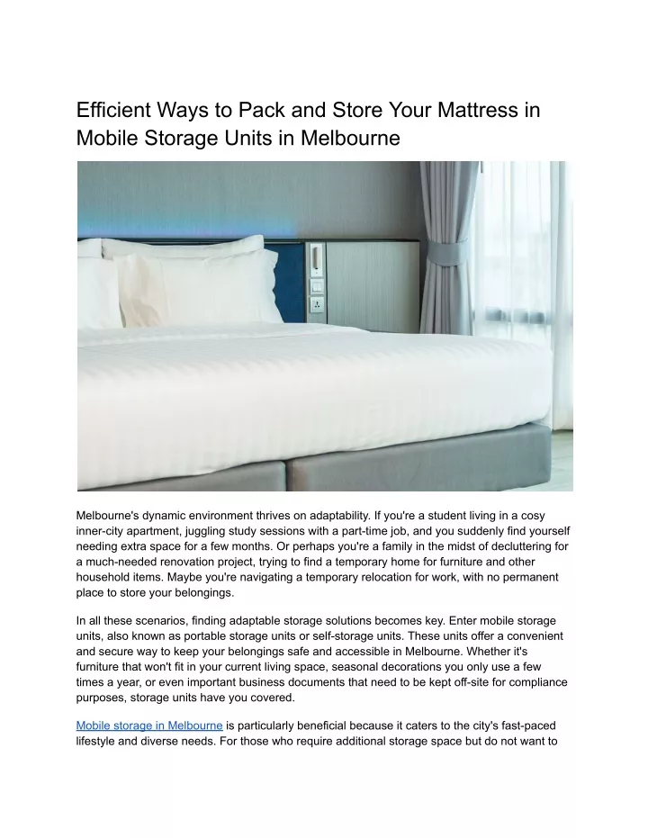 efficient ways to pack and store your mattress