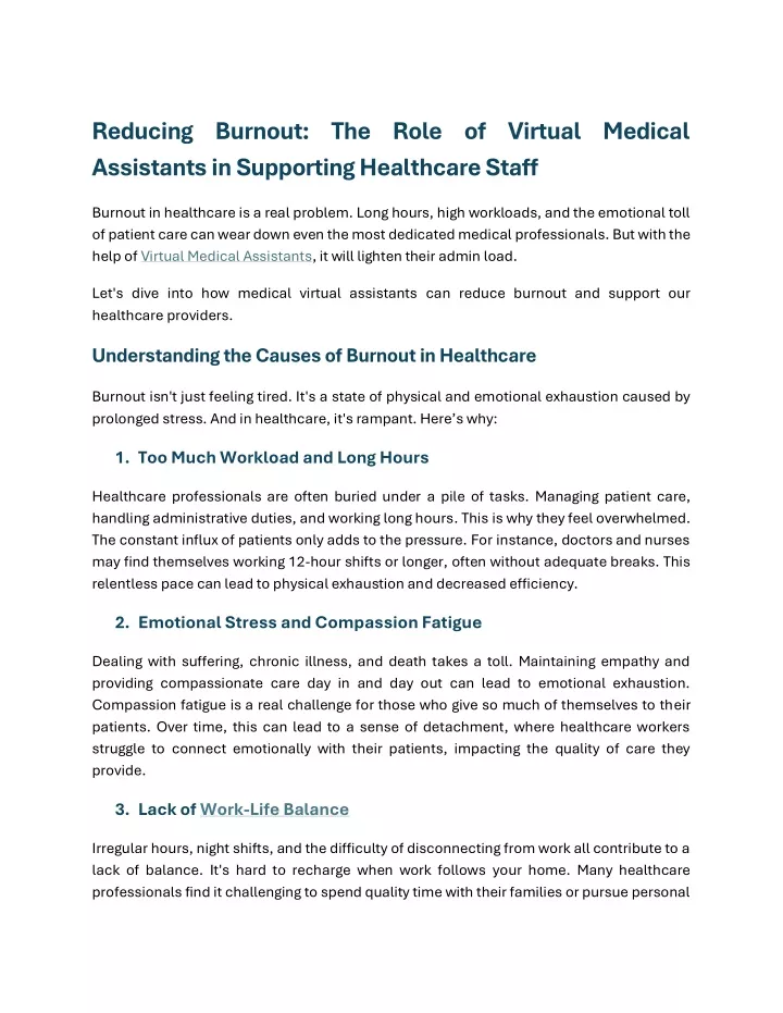 reducing burnout the role of virtual medical