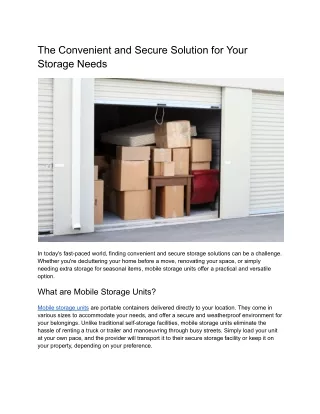 The Convenient and Secure Solution for Your Storage Needs