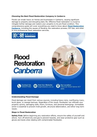 Expert Flood Restoration Services in Canberra: Restore Your Home Quickly