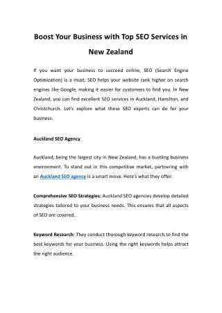 Boost Your Business with Top SEO Services in New Zealand