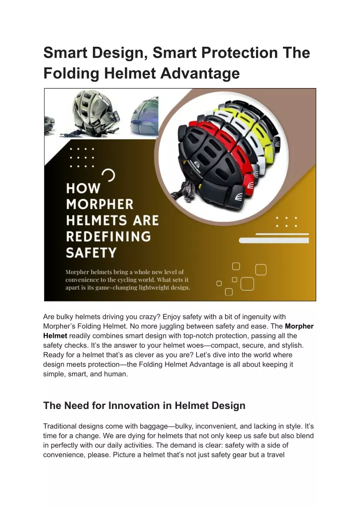 smart design smart protection the folding helmet