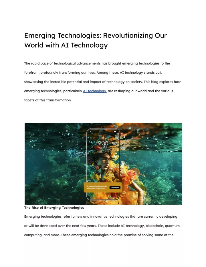 emerging technologies revolutionizing our world