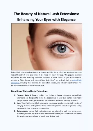 The Beauty of Natural Lash Extensions: Enhancing Your Eyes with Elegance