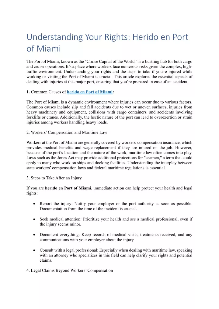 understanding your rights herido en port of miami