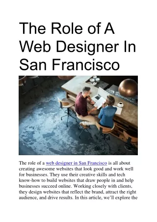 The Role of A Web Designer In San Francisco