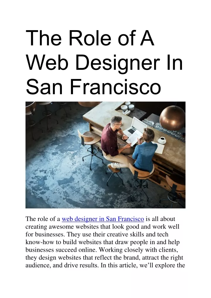 the role of a web designer in san francisco