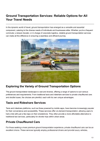 Ground Transportation Services Reliable Options for All Your Travel Needs