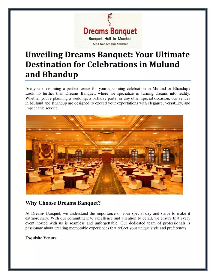 unveiling dreams banquet your ultimate