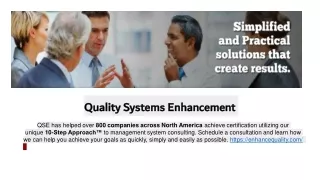 quality systems enhancement