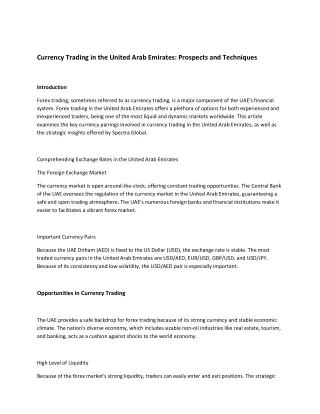 Currency Trading in the United Arab Emirates: Prospects and Techniques