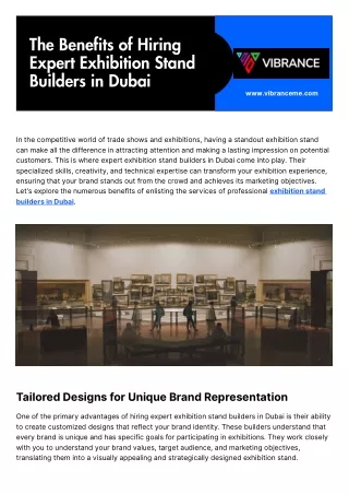The Benefits of Hiring Expert Exhibition Stand Builders in Dubai